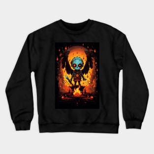 Skull with wings and holding a fireball Crewneck Sweatshirt